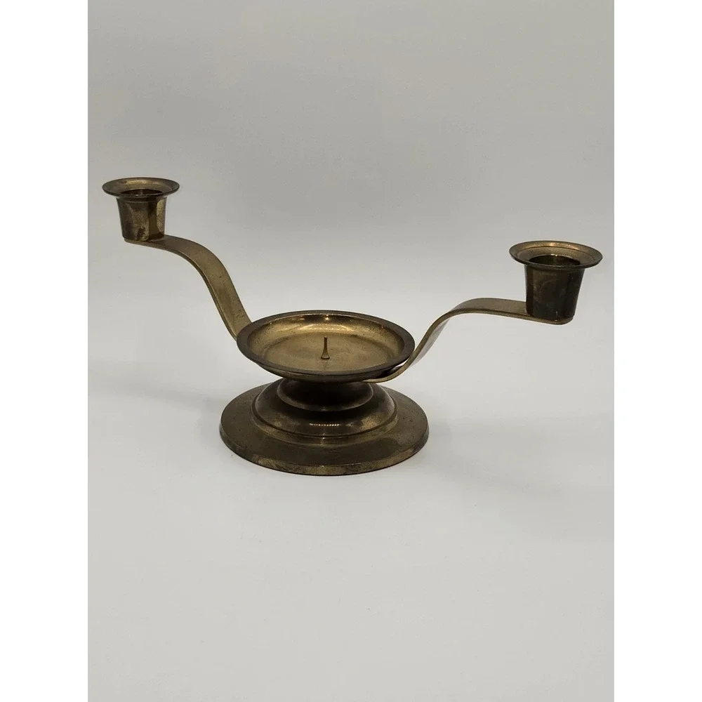 Vintage Brass 3‎ Candle Holder Candelabra Minimalist Mid Century Modern